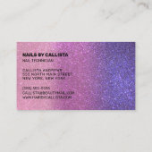 ネイリストバイオレットパープルピンクトリプルグリッター 名刺 (裏面)