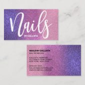ネイリストバイオレットパープルピンクトリプルグリッター 名刺 (正面/裏面)