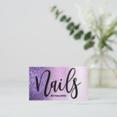 ネイリストバイオレット薄紫パープルトリプルグリッター 名刺 (スタンド正面)