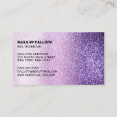 ネイリストバイオレット薄紫パープルトリプルグリッター 名刺 (裏面)