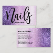 ネイリストバイオレット薄紫パープルトリプルグリッター 名刺 (正面/裏面)