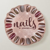 ネイリストバラパーソナライズされた金ゴールド   ラウンドクッション (裏面)