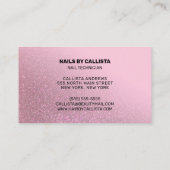ネイリストバラピンクグリッタータイポグラフィ 名刺 (裏面)