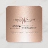 ネイリストバラ金ゴールドスパークリー スクエア名刺 (裏面)