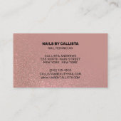 ネイリストバラ金ゴールドピンクグリッタータイポグラフィ 名刺 (裏面)
