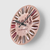 ネイリストバラ金ゴールド パーソナライズされた ラウンド壁時計 (傾斜)