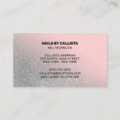 ネイリストピンクシルバーグリッタータイポグラフィ 名刺 (裏面)