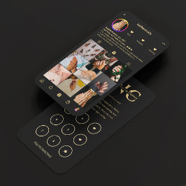 ネイリストブラックインスタグラムロイヤリティカード 名刺