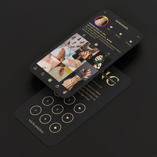 ネイリストブラックインスタグラムロイヤリティカード 名刺