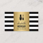 ネイリストブラック金ゴールドストライプアポイントメント 予約カード (正面)
