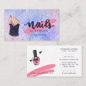 ネイリストホログラフィックグリッターピンクと青 名刺 (正面/裏面)