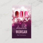 ネイリストマニキュリスト – ピンク美しいグリッター 名刺 (正面)