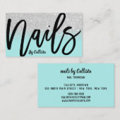 ネイリストミントシルバーグリッタータイポグラフィ 名刺 (正面/裏面)