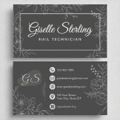ネイリストムーディチャークグレーモダンフローラ 名刺
