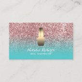 ネイリストメイクアップアーティストバラ金ゴールドティール(緑がかった色) 名刺 (正面)