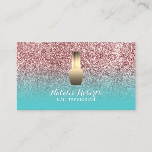 ネイリストメイクアップアーティストバラ金ゴールドティール（緑がかった色） 名刺 (正面)