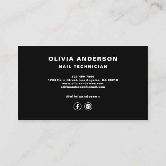 ネイリストモダンタイポグラフィホットピンク 名刺 (裏面)