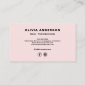 ネイリストモダンタイポグラフィ赤面ピンク 名刺 (裏面)