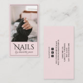 ネイリストモダン爪、 ネイルフォトピンク 名刺 (正面/裏面)