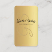 ネイリストモノグラム金ゴールドブラックQRコード 名刺 (正面)