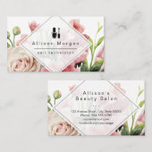 ネイリストロゴモダン幾何学的シックフローラ 名刺 (正面/裏面)