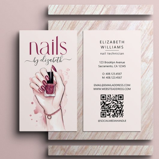 ネイリスト水色QRコード 名刺