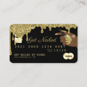 ネイリスト滴下金ゴールドグリッタークレジットスタイル 名刺 (正面)