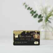 ネイリスト滴下金ゴールドグリッタークレジットスタイル 名刺 (スタンド正面)