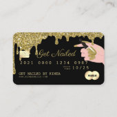 ネイリスト滴下金ゴールドグリッタークレジットスタイル 名刺 (正面)