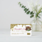 ネイリスト滴下金ゴールドグリッタークレジットスタイル 名刺 (スタンド正面)