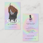ネイリスト美しいサロンパステルホログラフィックBU 名刺 (正面/裏面)