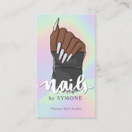 ネイリスト美しいサロンパステルホログラフィックBU 名刺