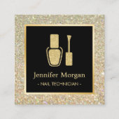 ネイリスト金ゴールドグリッターポーランドボトル スクエア名刺 (正面)
