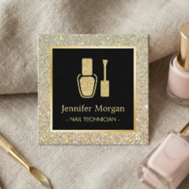 ネイリスト金ゴールドグリッターポーランドボトル スクエア名刺