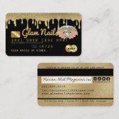 ネイリスト金ゴールドグリッター滴下クレジットカード 名刺 (正面/裏面)