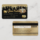 ネイリスト金ゴールドグリッター滴下クレジットカード 名刺 (正面/裏面)