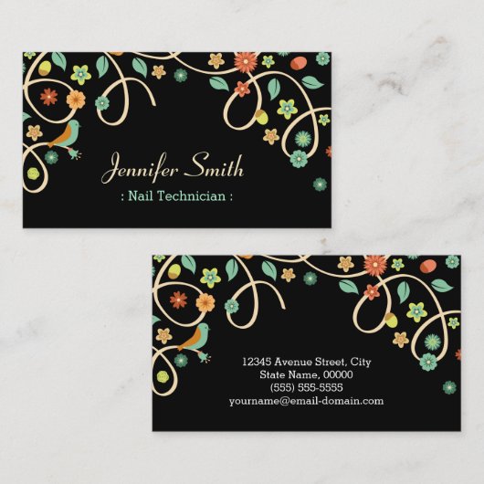 ネイリスト-エレガント旋回フローラ 名刺 (正面/裏面)