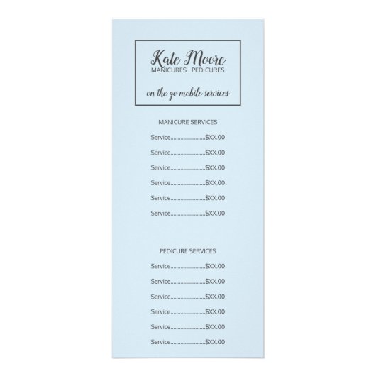 ネイリスト・フットケアリストのネイルサロンサービス ラックカード (正面)