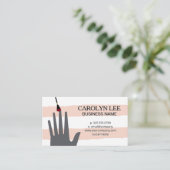 ネイリスト |ヴィンテージピンク白ストライプ色 名刺 (スタンド正面)