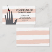 ネイリスト |ヴィンテージピンク白ストライプ色 名刺 (正面/裏面)