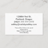 ネイリスト 名刺 (裏面)