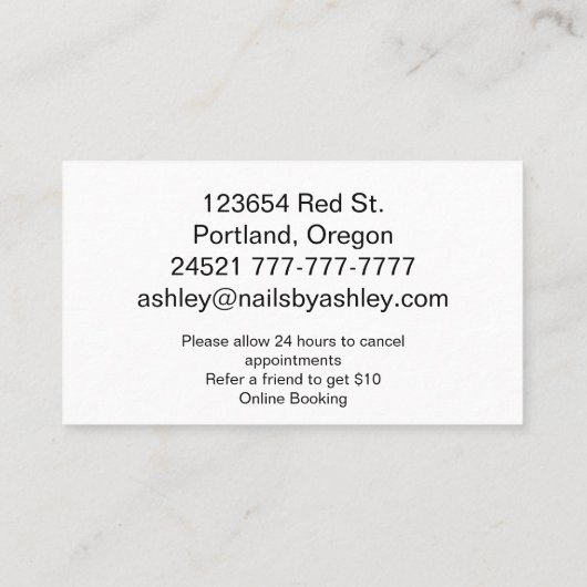 ネイリスト 名刺 (裏面)