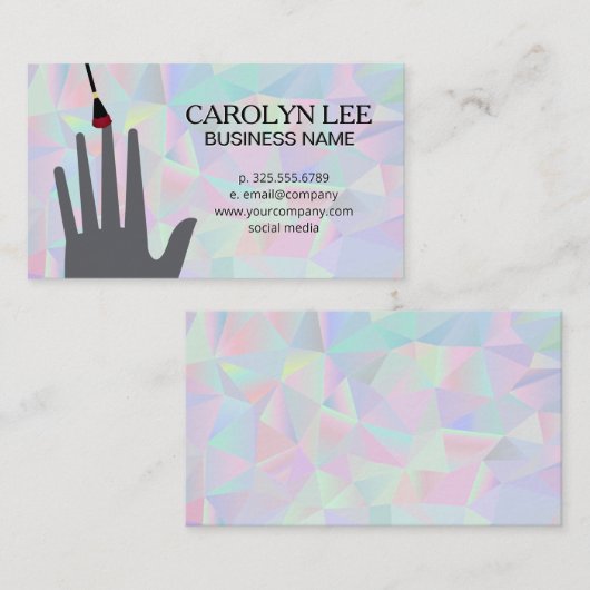 ネイリスト | 幾何学的な虹色の背景 名刺 (正面/裏面)