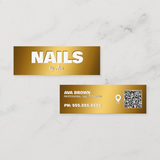 ネイリストGoogleマップQR スキニー名刺 (正面/裏面)