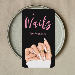 ネイリストQrコード爪、 ネイルアートサロンブラックピンク 名刺