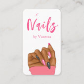 ネイリストQrコード爪、 ネイルアートサロン赤面ピンク 名刺 (正面)