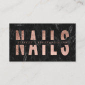 ネイルによって切り取られるばら色の金ゴールドのタイポグラフィの黒の大理石 名刺 (正面)