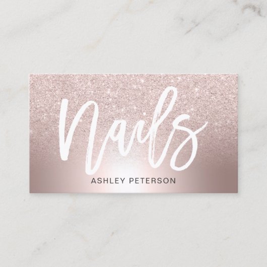 ネイルのばら色の金ゴールドのグリッターのグラデーションな金属ホイル 名刺 (正面)