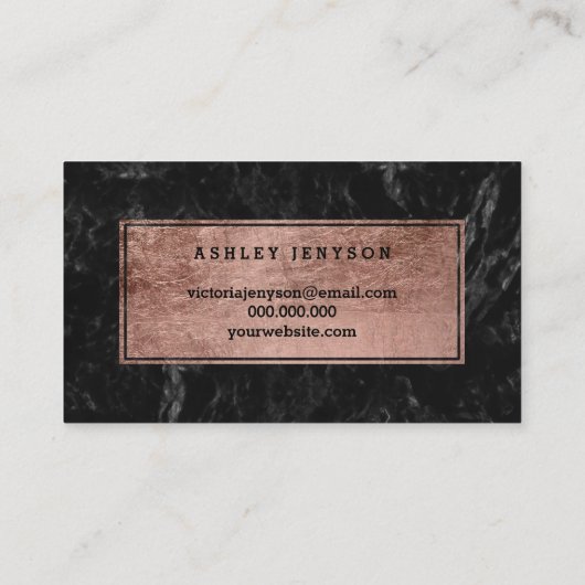 ネイルのばら色の金ゴールドのタイポグラフィの黒の大理石 名刺 (裏面)
