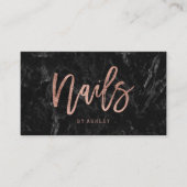 ネイルのばら色の金ゴールドのタイポグラフィの黒の大理石 名刺 (正面)